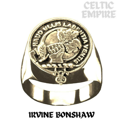 Irvine Bonshaw Scottish Family Clan Crest Ring Sterling Silver and Karat Gold