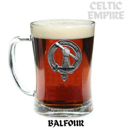 Balfour Family Clan Crest Badge Glass Beer Mug