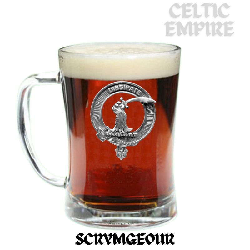 Scrymgeour Family Clan Crest Badge Glass Beer Mug