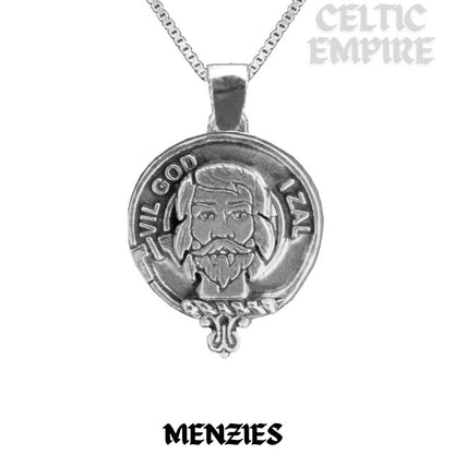 Menzies Large 1" Scottish Family Clan Crest Pendant - Sterling Silver