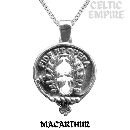 MacArthur Large 1" Scottish Family Clan Crest Pendant - Sterling Silver