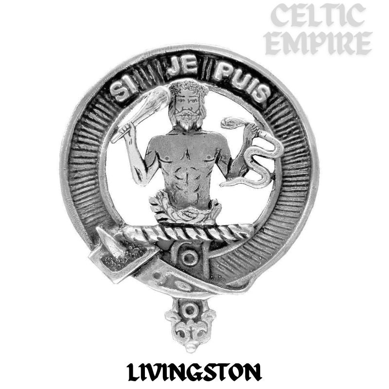 Livingston 5oz Round Family Clan Crest Scottish Badge Flask