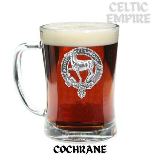 Cochrane Family Clan Crest Badge Glass Beer Mug