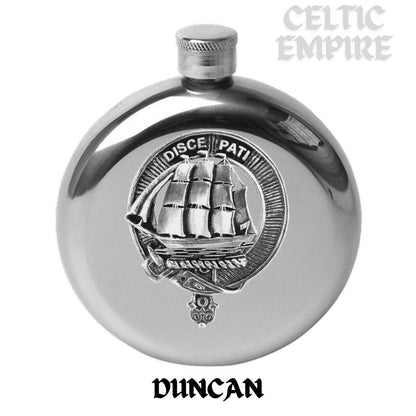 Duncan Round Family Clan Crest Scottish Badge Flask 5oz