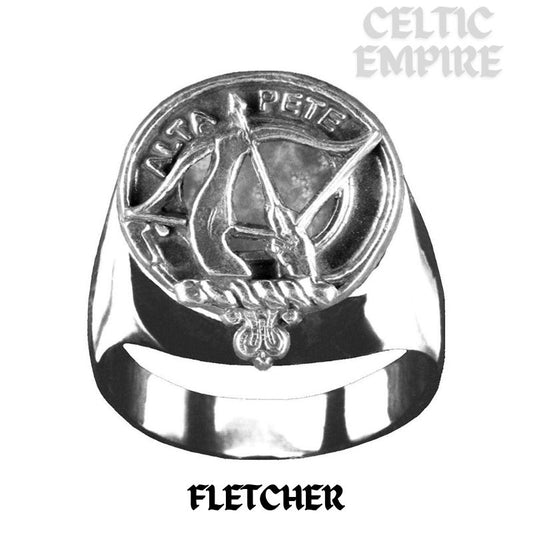 Fletcher Scottish Family Clan Crest Ring  ~  Sterling Silver and Karat Gold