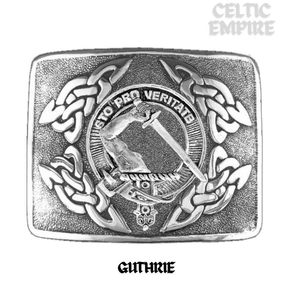 Guthrie Family Clan Crest Interlace Kilt Belt Buckle