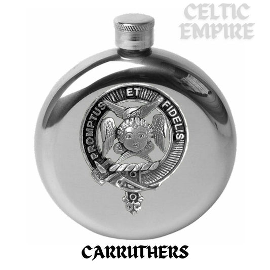 Carruthers Round Family Clan Crest Scottish Badge Flask 5oz