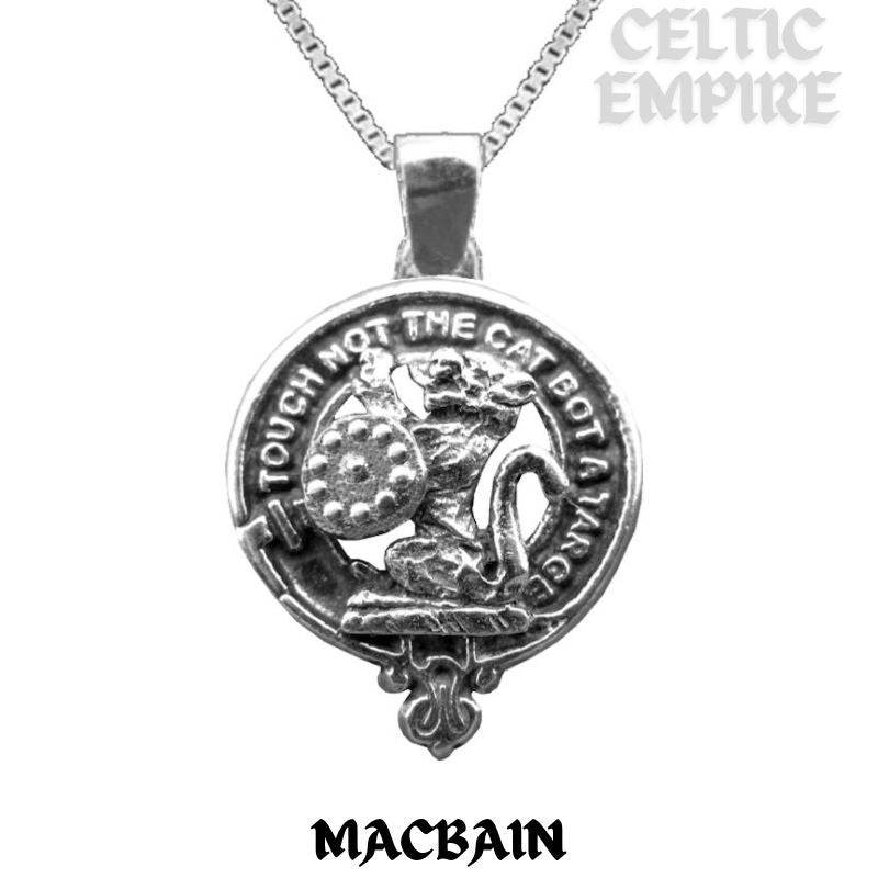 MacBain Large 1" Scottish Family Clan Crest Pendant - Sterling Silver