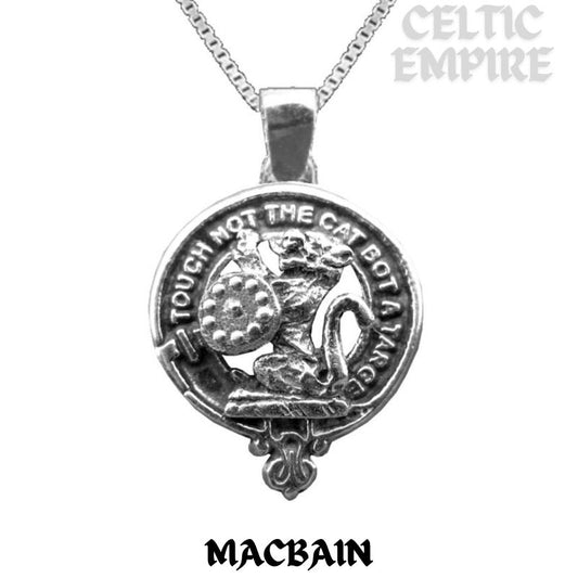MacBain Large 1" Scottish Family Clan Crest Pendant - Sterling Silver