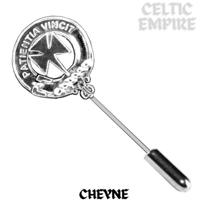 Cheyne Family Clan Crest Stick or Cravat pin, Sterling Silver