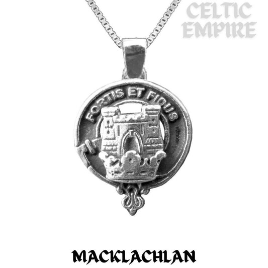 MacLachlan Large 1" Scottish Family Clan Crest Pendant - Sterling Silver