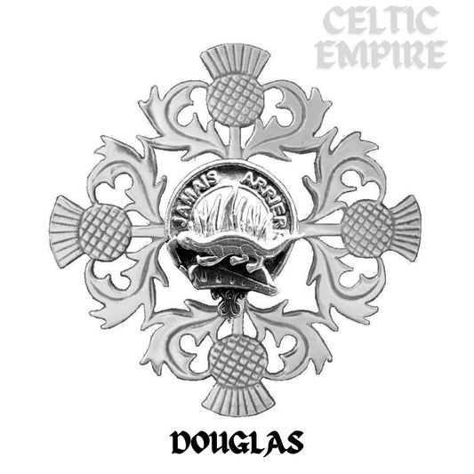 Douglas Family Clan Crest Scottish Four Thistle Brooch