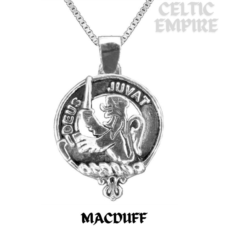 MacDuff Large 1" Scottish Family Clan Crest Pendant - Sterling Silver