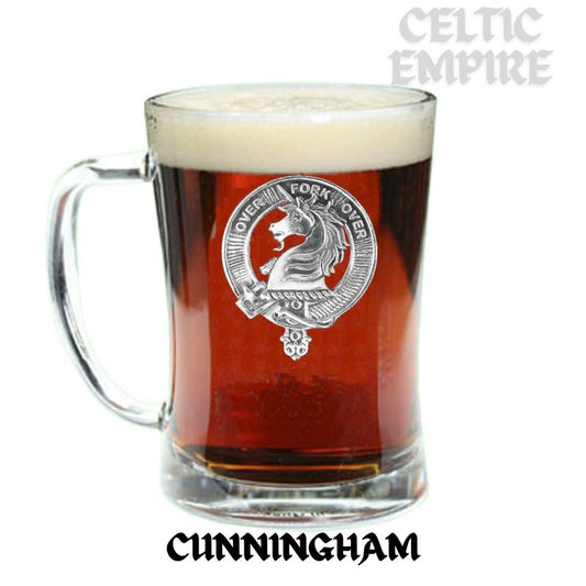 Cunningham Family Clan Crest Badge Glass Beer Mug