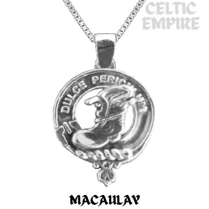 MacAulay Large 1" Scottish Family Clan Crest Pendant - Sterling Silver