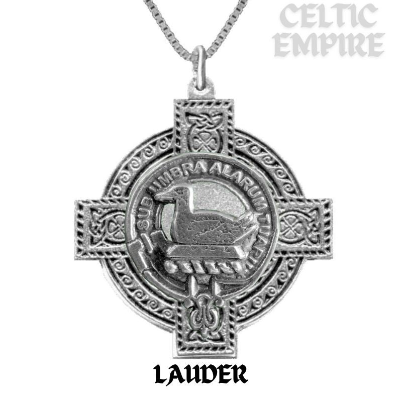 Lauder Family Clan Crest Celtic Cross Pendant Scottish