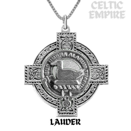 Lauder Family Clan Crest Celtic Cross Pendant Scottish