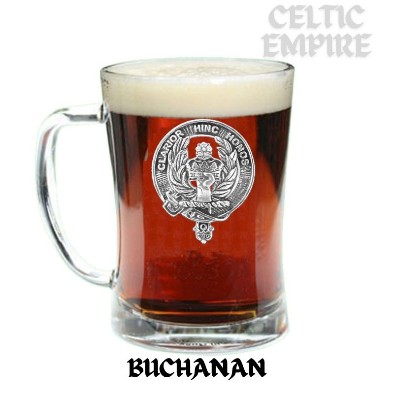 Buchanan Family Clan Crest Badge Glass Beer Mug