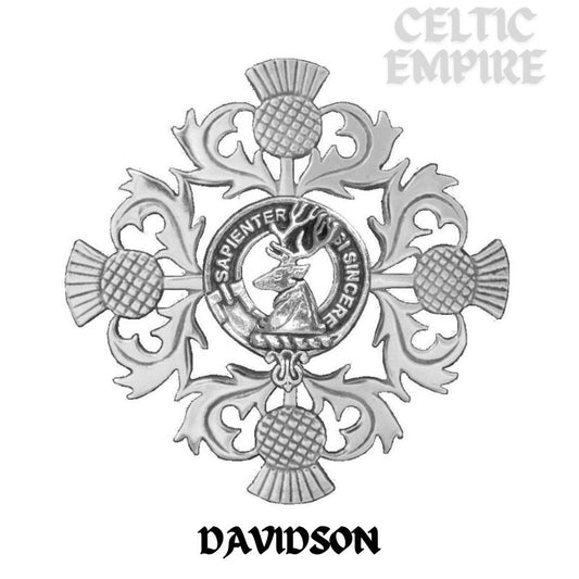 Davidson Family Clan Crest Scottish Four Thistle Brooch