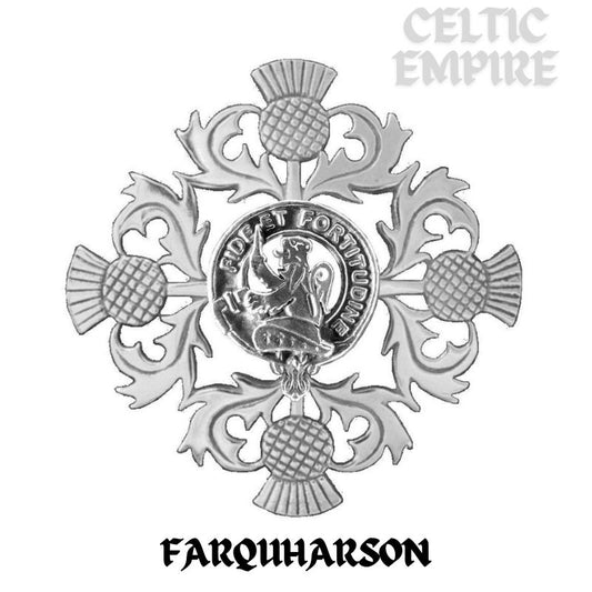 Farquharson Family Clan Crest Scottish Four Thistle Brooch