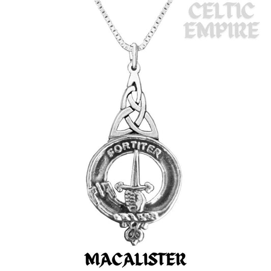 MacAlister Family Clan Crest Interlace Drop Pendant