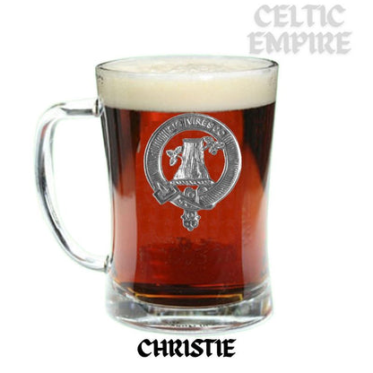 Christie Family Clan Crest Badge Glass Beer Mug