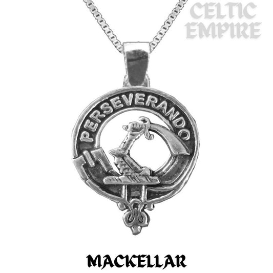 MacKellar Large 1" Scottish Family Clan Crest Pendant - Sterling Silver