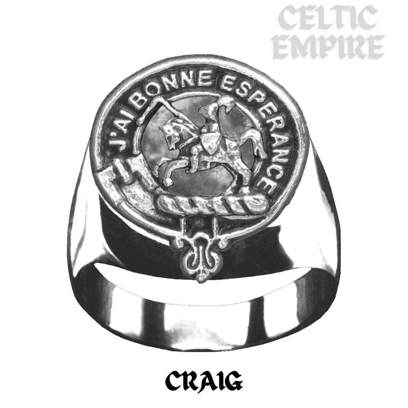 Craig Scottish Family Clan Crest Ring  ~  Sterling Silver and Karat Gold