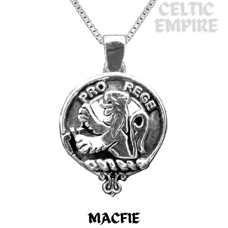 MacFie Large 1" Scottish Family Clan Crest Pendant - Sterling Silver