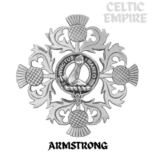 Armstrong Family Clan Crest Scottish Four Thistle Brooch