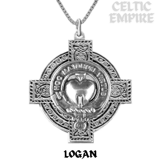 Logan Family Clan Crest Celtic Cross Pendant Scottish
