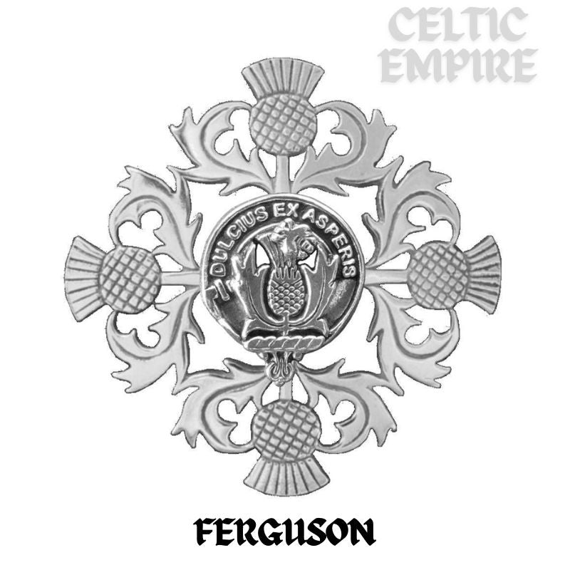 Ferguson Family Clan Crest Scottish Four Thistle Brooch