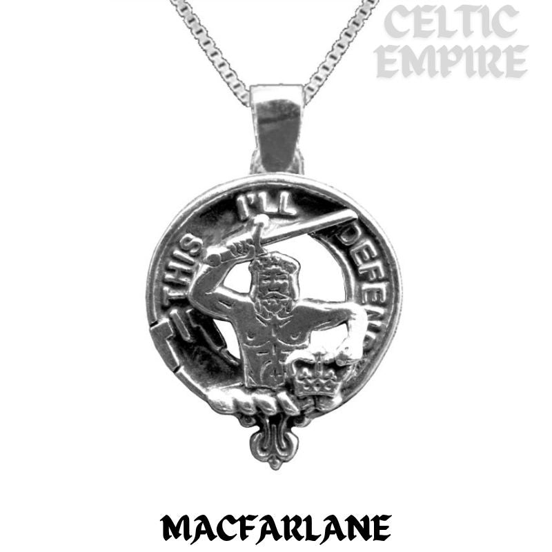 MacFarlane Large 1" Scottish Family Clan Crest Pendant - Sterling Silver