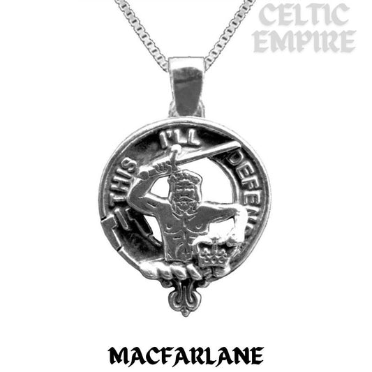 MacFarlane Large 1" Scottish Family Clan Crest Pendant - Sterling Silver