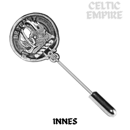 Innes Family Clan Crest Stick or Cravat pin, Sterling Silver