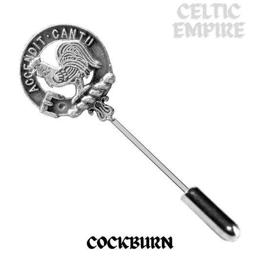 Cockburn Family Clan Crest Stick or Cravat pin, Sterling Silver