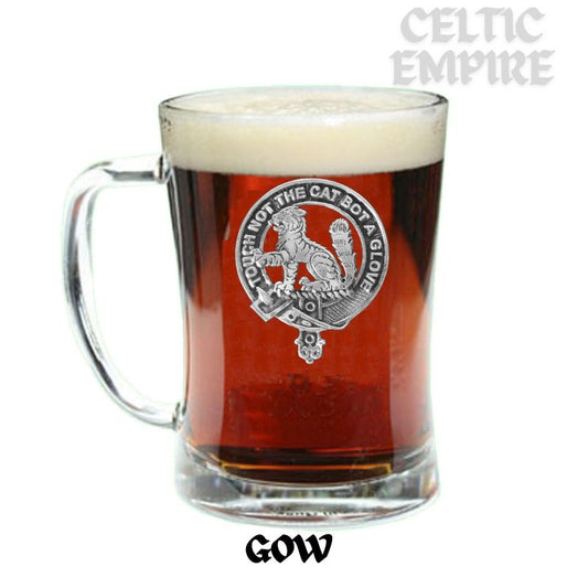 Gow Crest Badge Beer Mug, Scottish Glass Tankard