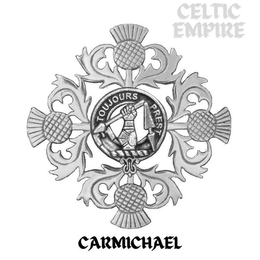 Carmichael Family Clan Crest Scottish Four Thistle Brooch