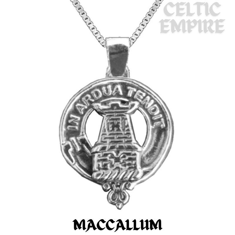 MacCallum Large 1" Scottish Family Clan Crest Pendant - Sterling Silver