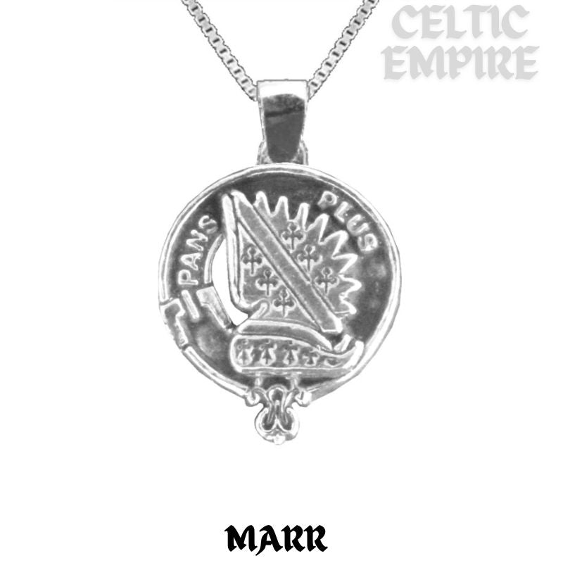 Marr Large 1" Scottish Family Clan Crest Pendant - Sterling Silver