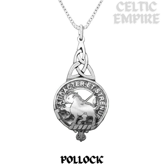 Pollock Family Clan Crest Interlace Drop Pendant