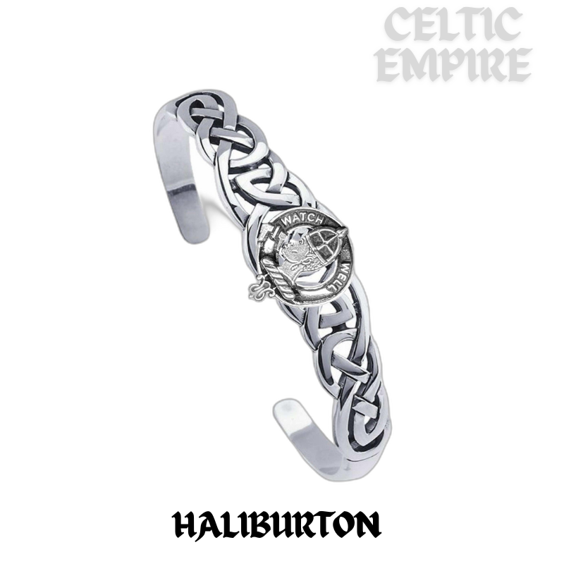 Haliburton Family Clan Crest Celtic Cuff Bracelet