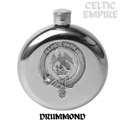 Drummond Round Family Clan Crest Scottish Badge Flask 5oz