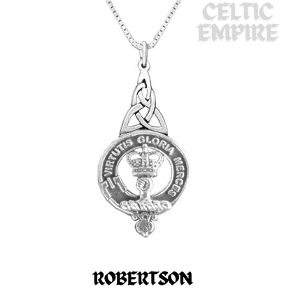Robertson Family Clan Crest Interlace Drop Pendant