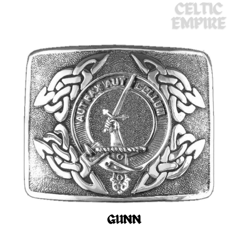 Gunn Family Clan Crest Interlace Kilt Belt Buckle