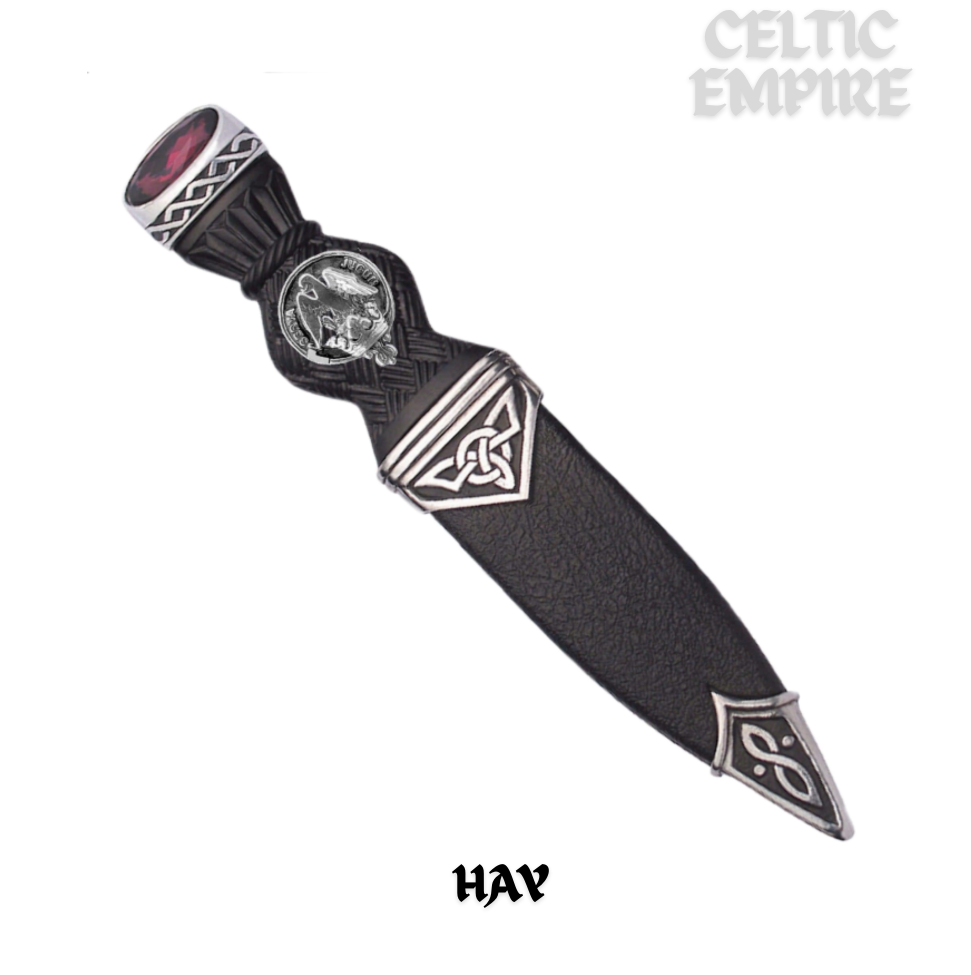 Hay Interlace Family Clan Crest Sgian Dubh, Scottish Knife