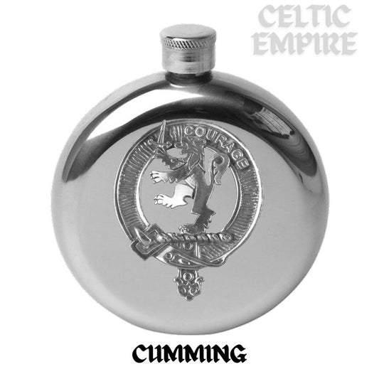 Cumming Round Scottish Family Clan Crest Badge Stainless Steel Flask 5oz