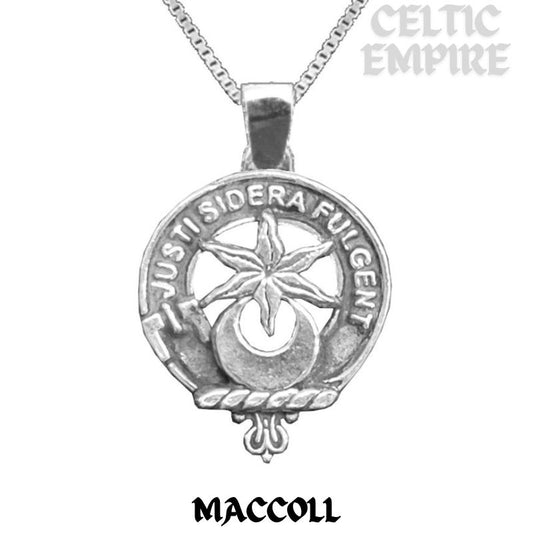 MacColl Large 1" Scottish Family Clan Crest Pendant - Sterling Silver