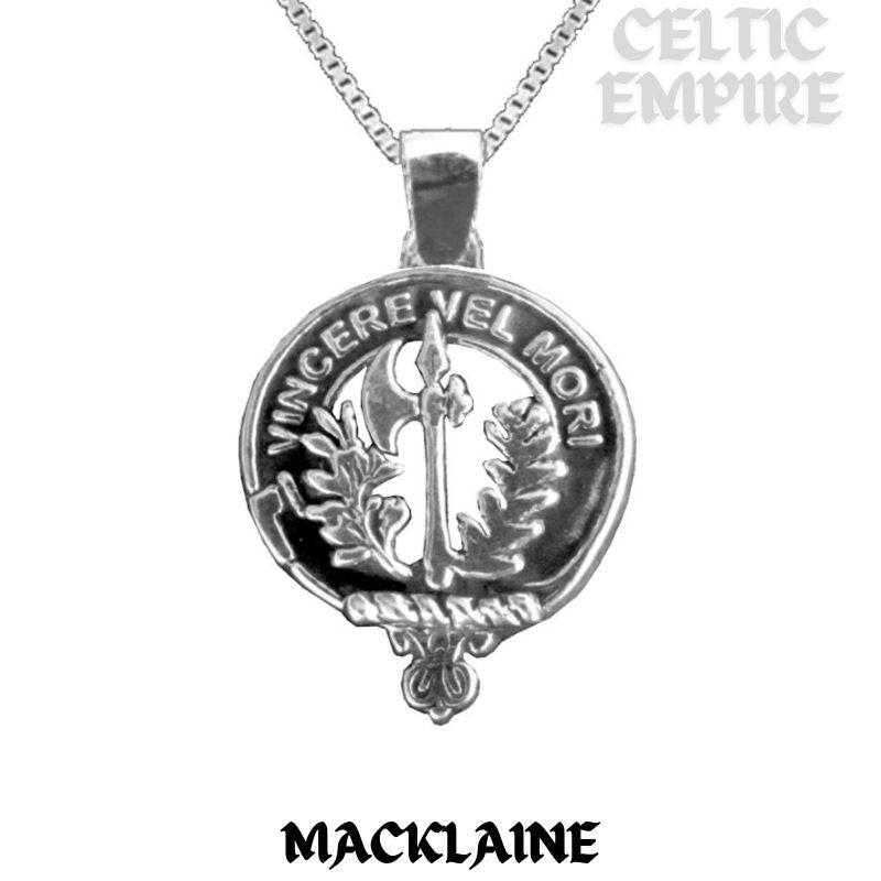 MacLaine Large 1" Scottish Family Clan Crest Pendant - Sterling Silver