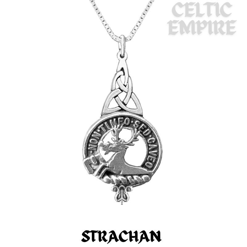 Strachan Family Clan Crest Interlace Drop Pendant